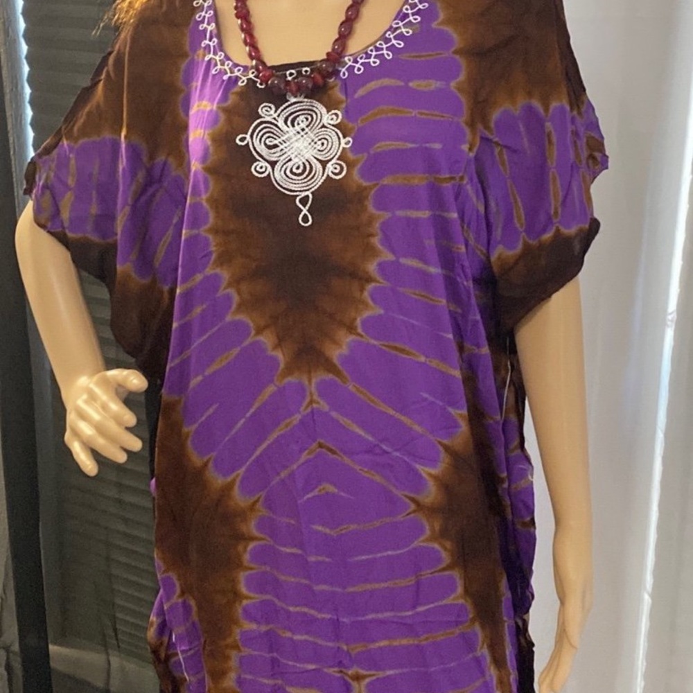 Purple and Brown Women's Dress  Tie-dye